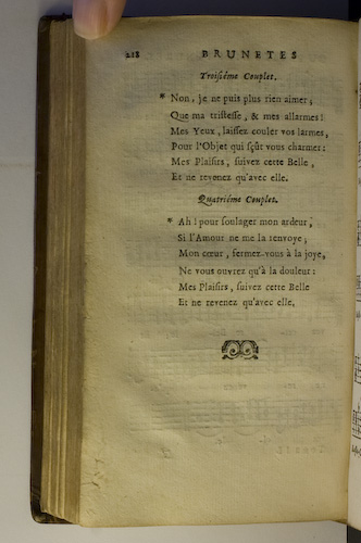 page 218 : Couplet : Ah! pour soulager mon ardeur. / Non je ne pusi plus rien aimer.