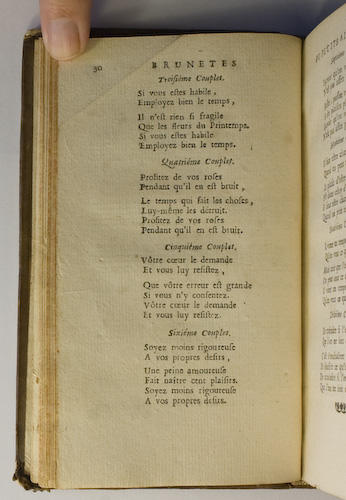 page 30 : Couplet : Si vous tes habile. / Profitez de vos roses. / Vtre coeur le demande. / Soyez moins rigoureuse.